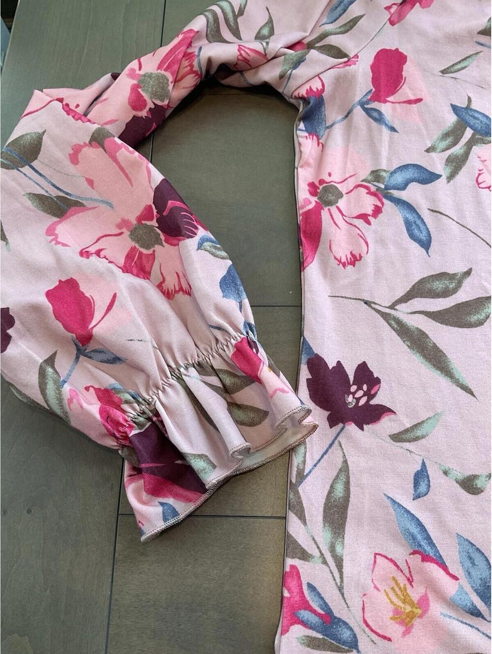 Womens Pink / Floral Long Sleeve Tie/ruffle Neck Blouse Size Small - Picture 6 of 8